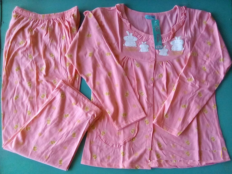 Đồ bộ sau sinh cotton dáng dài tay dài có form to đến 80kg-họa tiết ngẫu nhiên