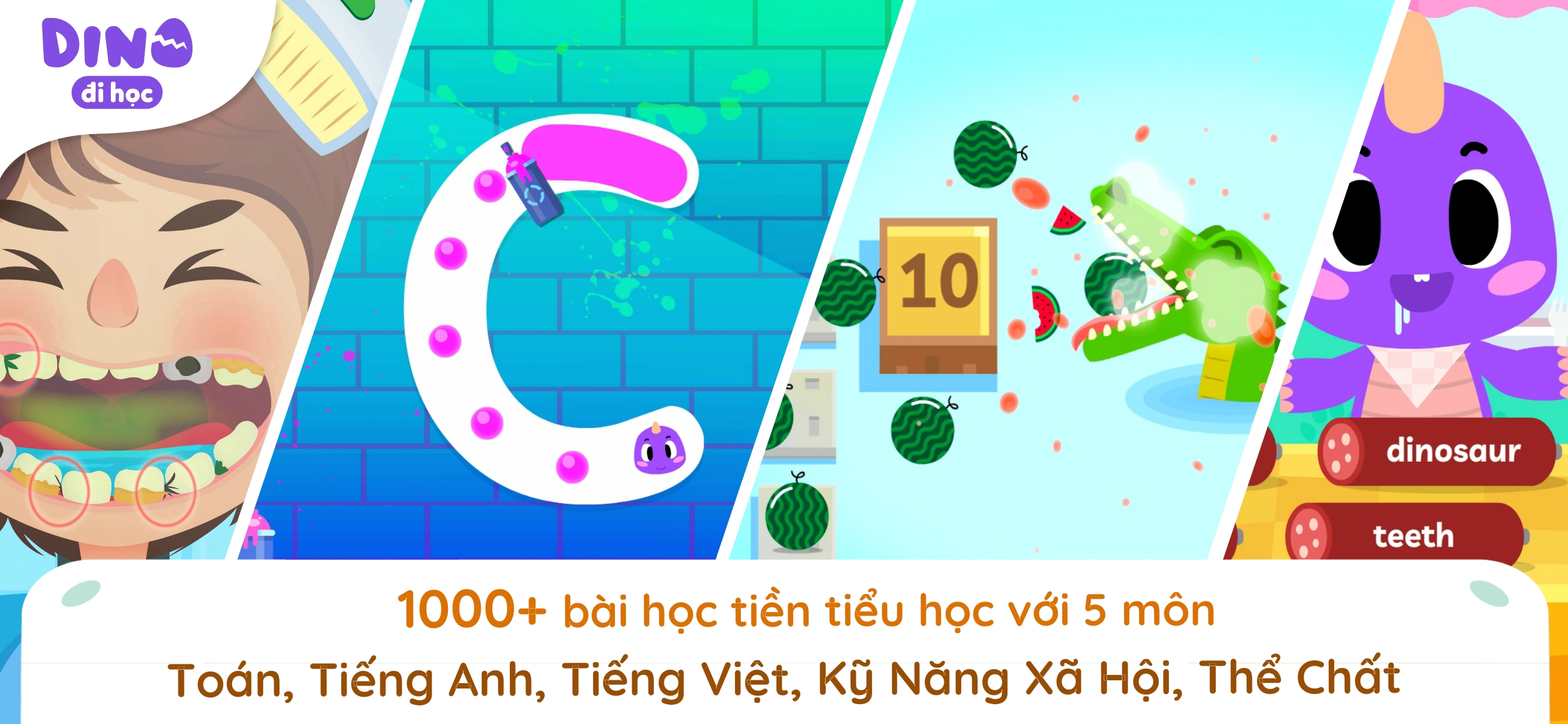 Ứng dụng giáo dục sớm tiền tiểu học Dino đi học phát triển tư duy cho trẻ 3-6 tuổi - Gói trọn đời )