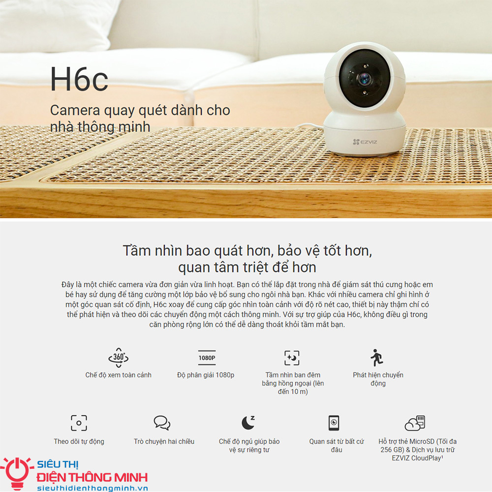 Camera Wifi Ezviz CS-H6C W1 và Ezviz CS-H6C - Hàng chính hãng