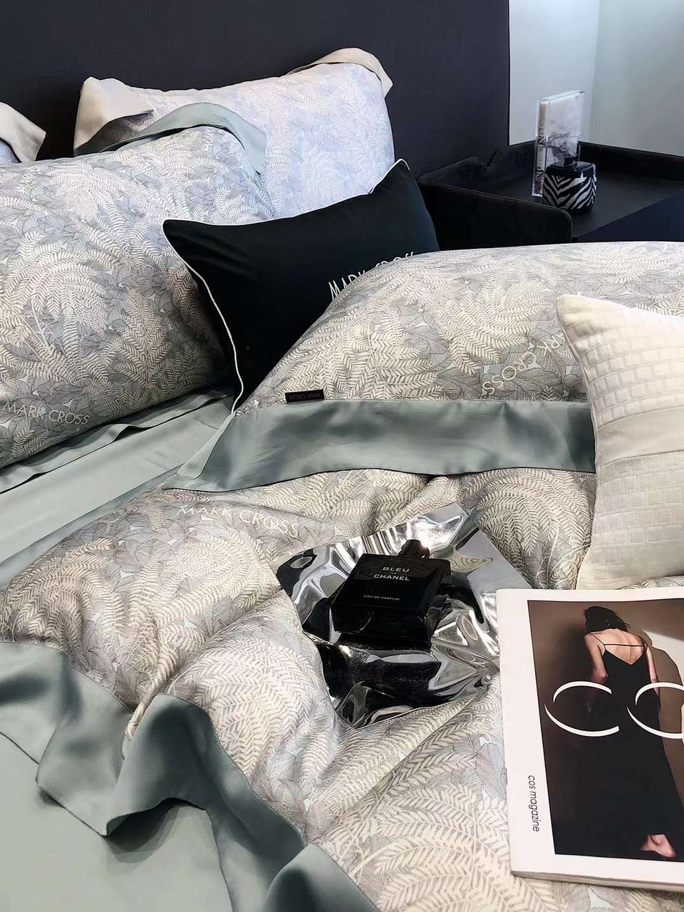 Bộ Chăn Ga Drap Giường Tencel 100s Markcoss Bộ Chăn Ga Gối Đệm 5 Món Chăn Chần Bông Lụa Nhà Hin Home Bedding