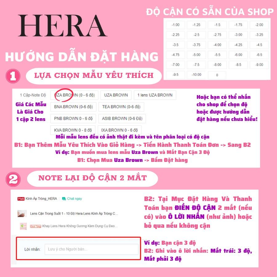 Kính Áp Tròng Hera Nâu Hồng Trà 0 - 6 Độ TEA ROSE BROWN Nhập Khẩu Hàn Quốc Lens Cận 6 Tháng