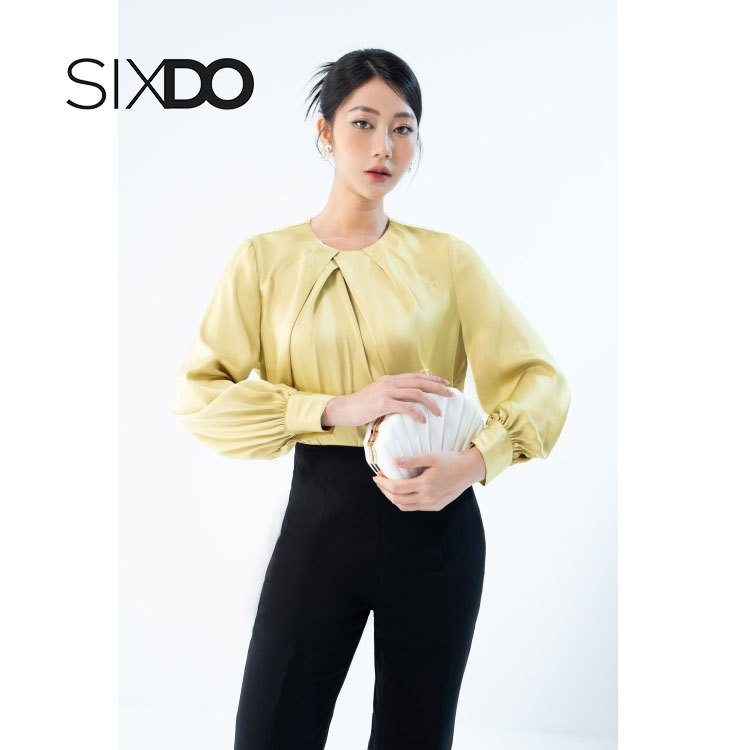 Quần woven ống loe xẻ trước nữ thời trang SIXDO