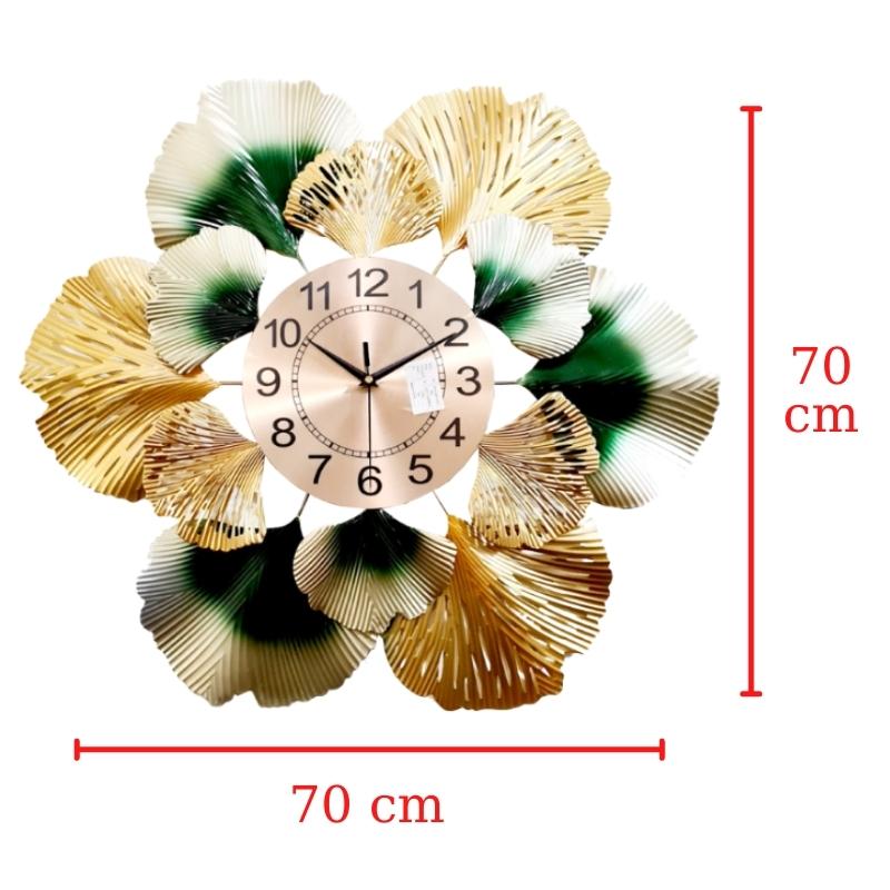 Đồng hồ treo tường nghệ thuật bằng kim loại sơn tĩnh điện – Họa tiết hoa sen tinh tế, sang trọng - ĐK 66 cm
