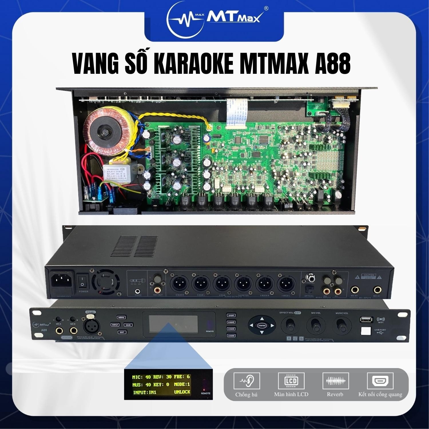 Vang số Karaoke MTMax A88 cao cấp, tính năng vượt trội, trải nghiệm âm thanh chất lượng cao sự lựa chọn tuyệt vời cho những người yêu Karaoke và âm nhạc chuyên nghiệp