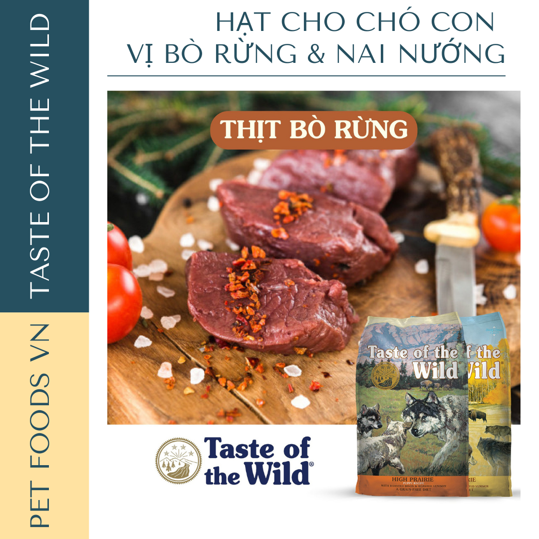 Hạt cho chó con TASTE OF THE WILD High Prairie Puppy vị Bò Rừng và Nai Nướng