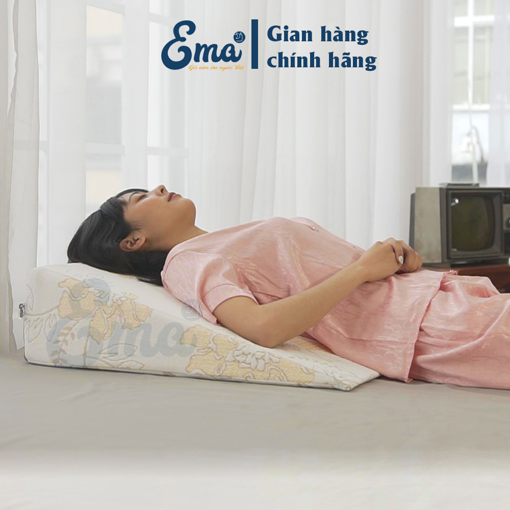 Gối Chống Trào Ngược Dạ Dày Người Lớn EMA KT 65x60x16 Cm giảm trào ngược, ngáy ngủ, copd, suy giãn tĩnh mạch chi dưới, viêm xoang - độ dốc vừa phải, dễ nằm, không tác dụng phụ