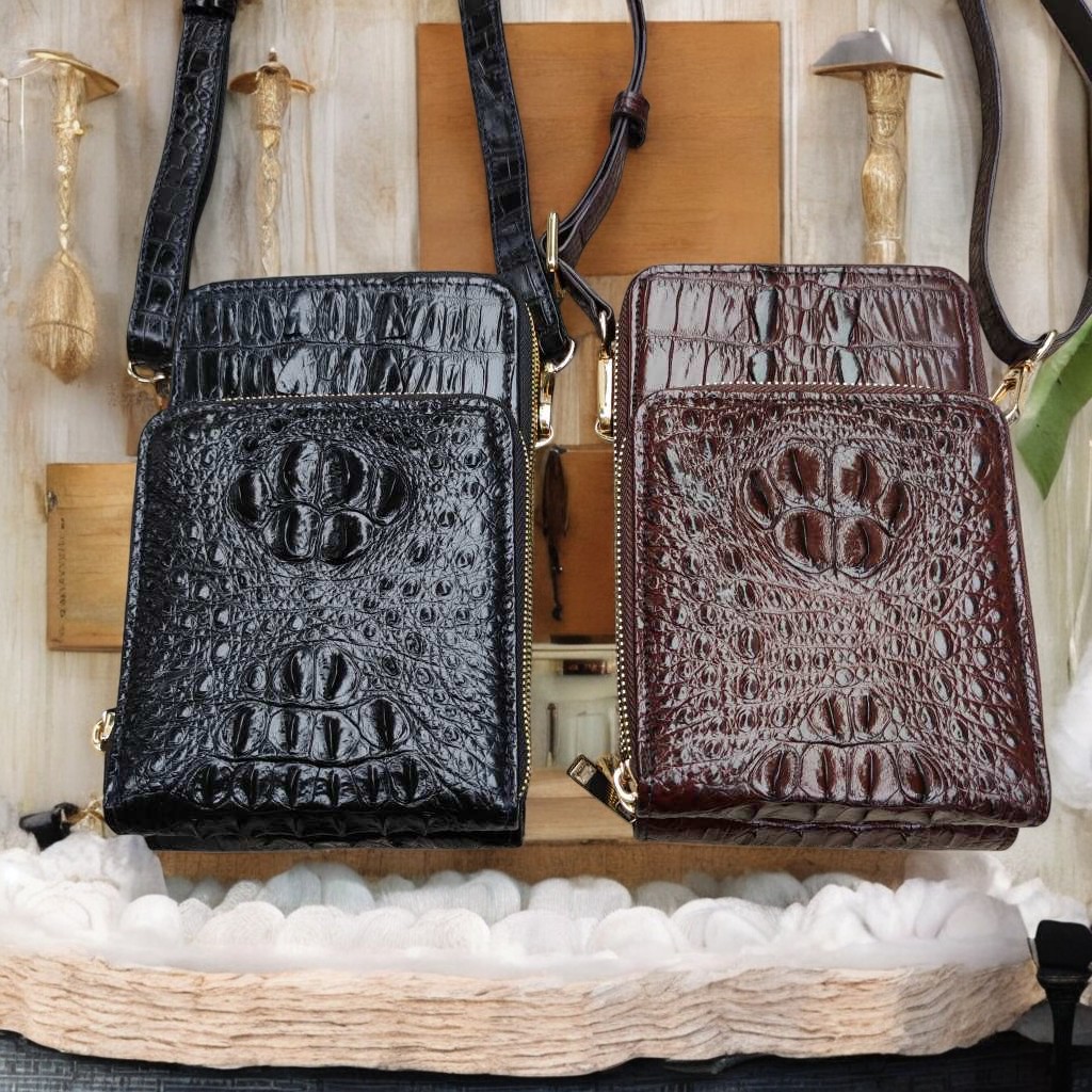 Túi đeo ngực nhỏ gọn Thiết 3 khóa nhiều ngăn. Gù gia cá sấu rất đẹp!