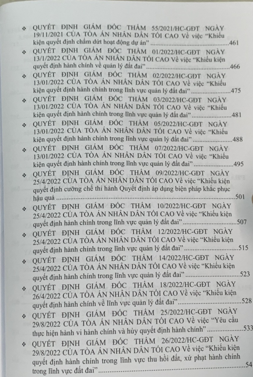 Quyết định giám đốc thẩm của Tòa án nhân dân tối cao về hình sự, dân sự, hành chính, kinh doanh thương mại, lao động, hôn nhân gia đình mới nhất