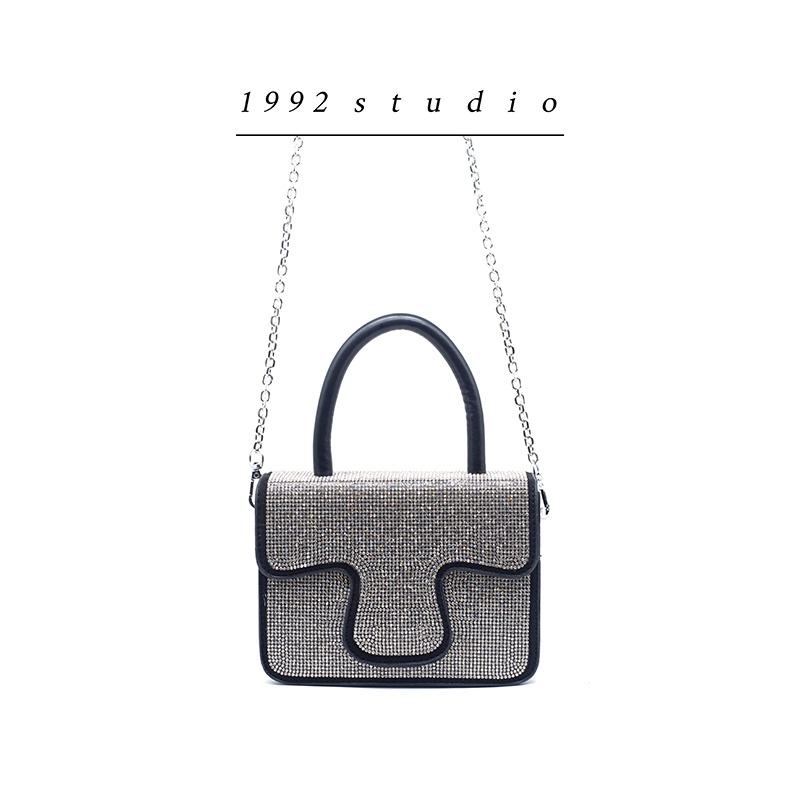 Túi xách nữ/ 1992 s t u d i o / RACHID BAG / màu đen phối hạt lấp lánh