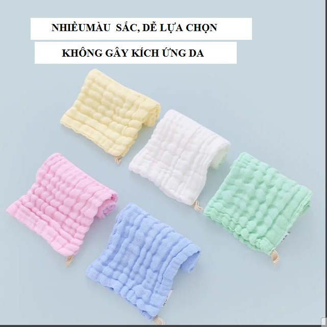 Set 5 khăn mặt xô nhăn trơn cực mềm và đẹp cho bé