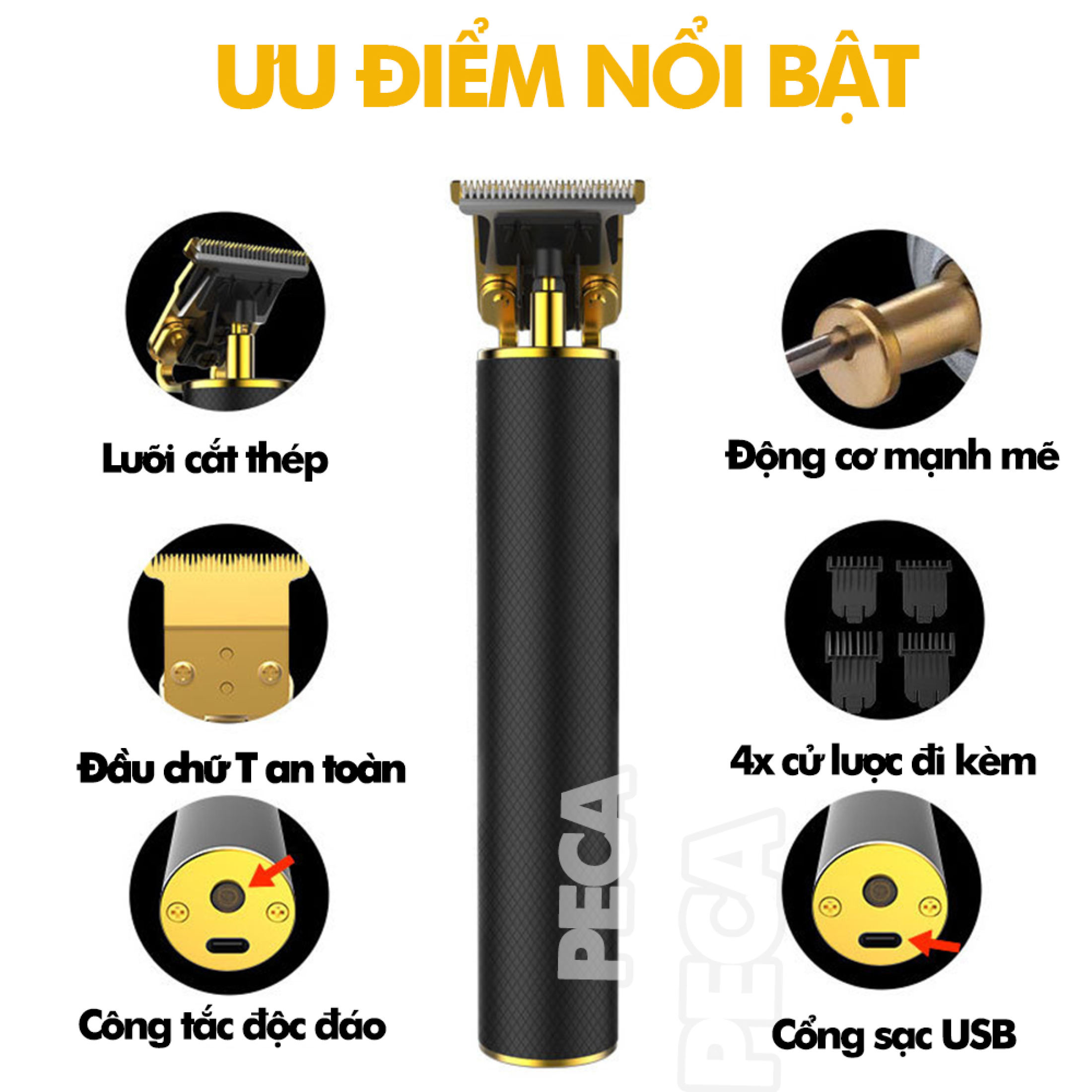 Tông đơ chấn viền cao cấp KEMEI KM-1971A sử dụng sạc USB tiện lợi, nhỏ gọn dùng để điêu khắc tóc, tatto, cạo viền, cạo trắng tóc