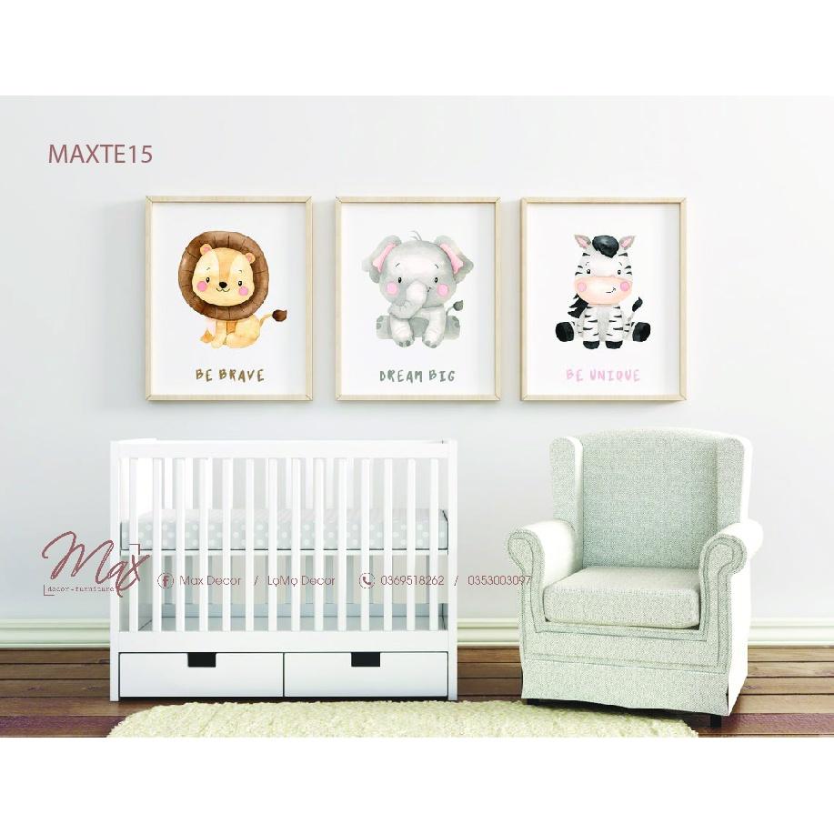 Tranh canvas treo phòng trẻ em_tranh động vật ngộ nghĩnh