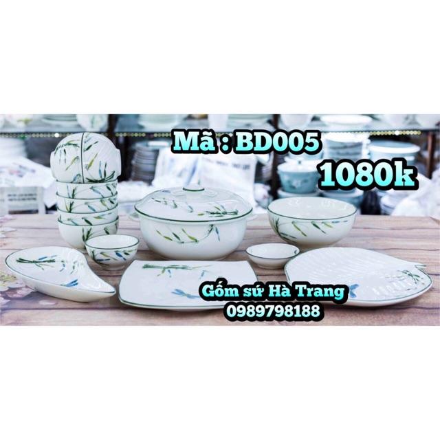 Bộ đồ ăn hoạ tiết trúc chuồn gốm sứ Bát Tràng cao cấp
