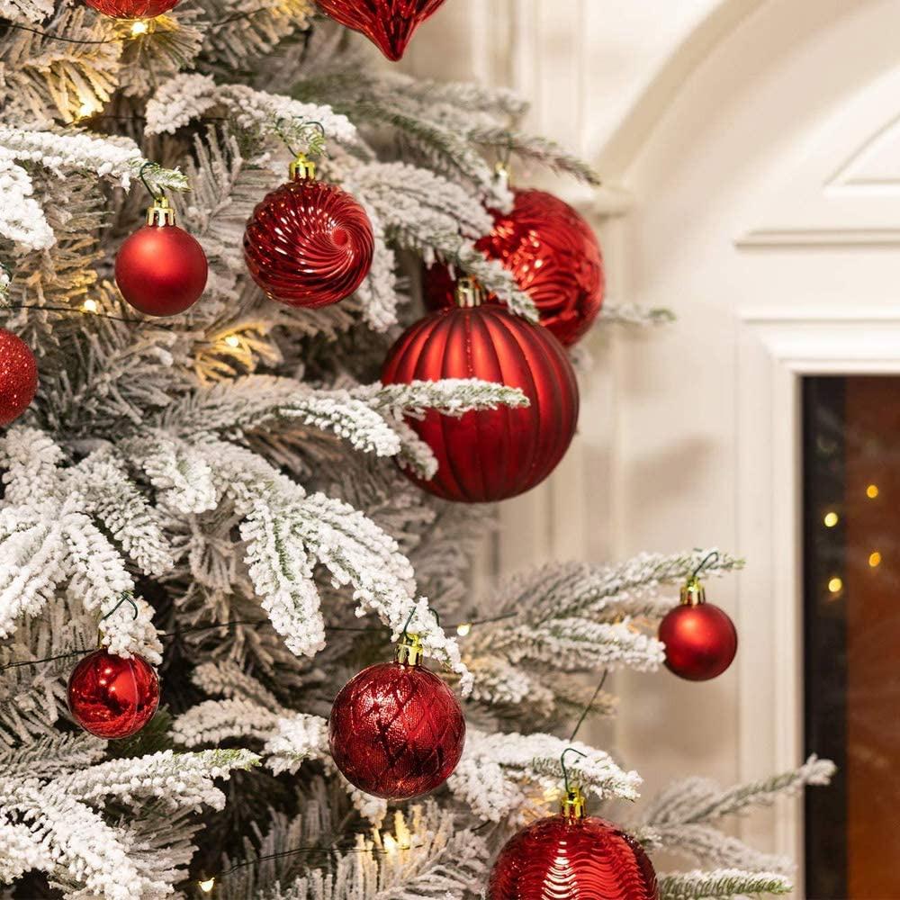 Hộp 24 quả châu nhựa treo trang trí cây thông Giáng Sinh đẹp mắt