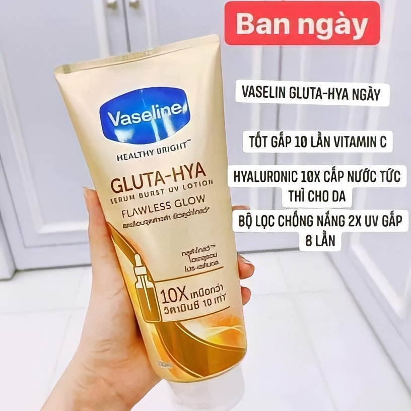 Bộ Đôi Sữa Dưỡng Thể Trắng Da VASELINE 10X Dòng Serum GLUTA-HYA Ngày Đêm Mẫu Mới Nội Địa Thái (Tuýp lớn 330ml)( không có tem phụ- không xuất hóa đơn )