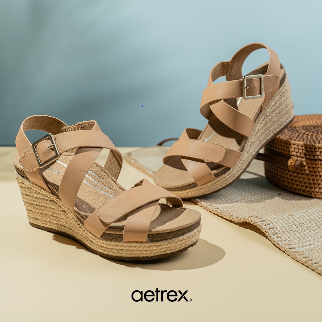 Sandal cao gót sức khỏe nữ Aetrex Anna Sand - Giày đế xuồng gót cao 8p, đệm nâng vòm, mềm nhẹ