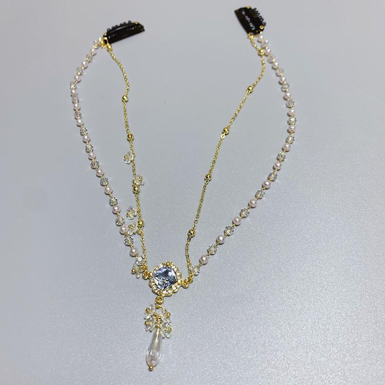 Phụ nữ đầu chuỗi vàng tông màu vàng rhinestone pha lê đầu cô dâu tóc cưới trang phục trang phục trang sức