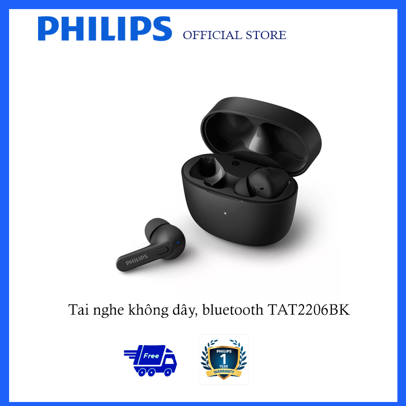Tai nghe không dây Philips T2206 , chống nước IPX4, thời gian chơi nhạc lên đến 18 giờ- Hàng chính hãng