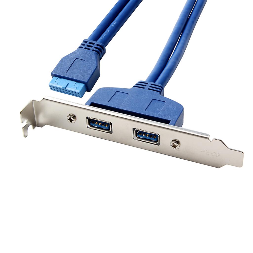 Motherboard USB 3.0 Dual Port PCI Bracket Cable with Built-in 20 Pin Header