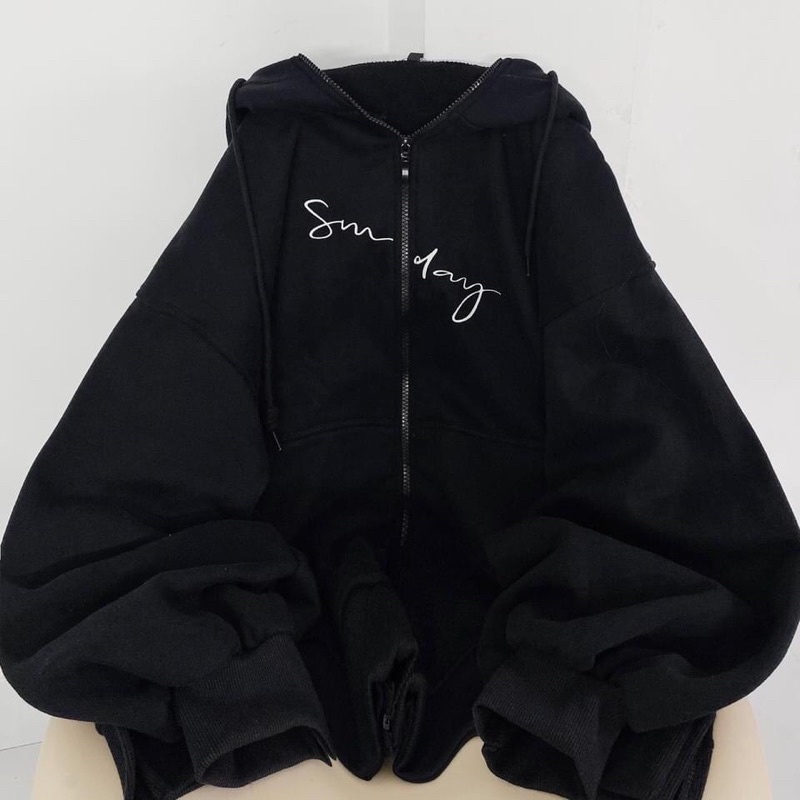 Áo Khoác Nỉ Ngoại Tay Phồng in Sunday Ulzzang ️ Áo Khoác Hoodie Zip Chất Đẹp Như Ảnh, Áo khoác hoodie phong cách Hàn Quốc in chữ Sunday chất nỉ bông đẹp, form rộng rãi dành cho cả nam và nữ, Áo khoác nỉ lót bông Sunday unisex