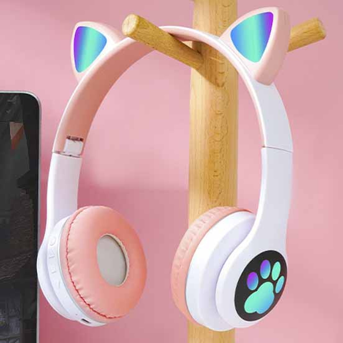 Tai Nghe Bluetooth Tai Mèo Chụp Tai ROYALMIC VZV- 23M Có Micro Chơi Game, Học Online, Nghe Nhạc HIFI. Headphone Máy Tính Không Dây - Hàng Chính Hãng