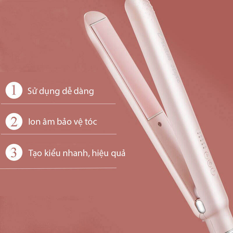 Máy Uốn Tóc Mini Tự Động Hàn Quốc 3 in 1 Smart Curl Máy Làm Xoăn Tự Động Kiêm Máy Duỗi Tóc Ép Tóc Ion Âm Tiện Dụng 5 Mức Nhiệt Phù Hợp Nhiều Kiểu Tóc Tự Động Ngắt Khi Quá Nhiệt - Tặng Lược Và Kẹp Tóc Thời Trang