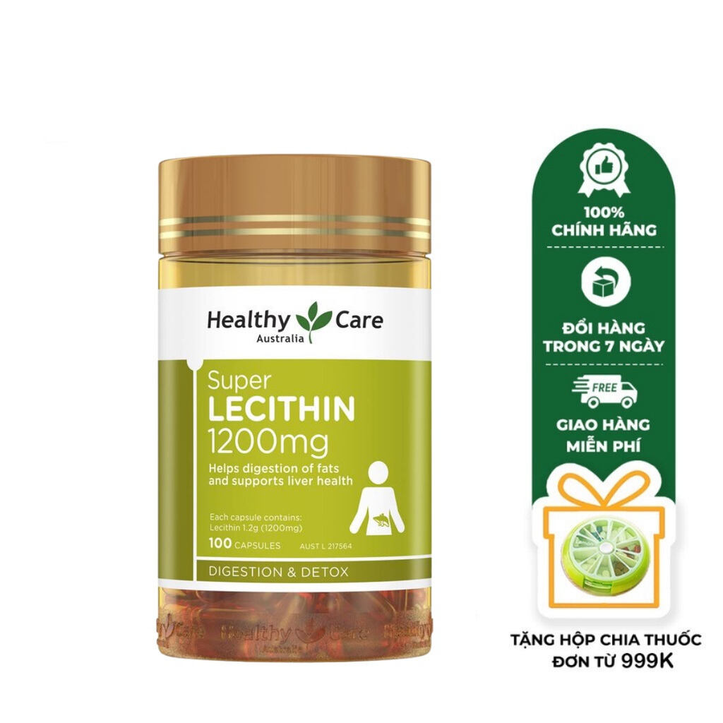 Mầm đậu nành Healthy Care Super Lecithin 100 viên của Úc