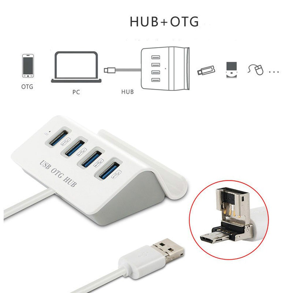 USB OTG 4 cổng kết nối điện thoại với chuột và bàn phím chơi game mobile