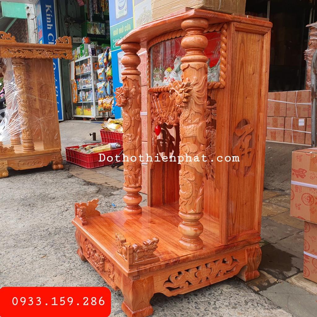 Bàn thờ thần tài ông gỗ xoan ngang 48 cm quỳ trụ điện tử