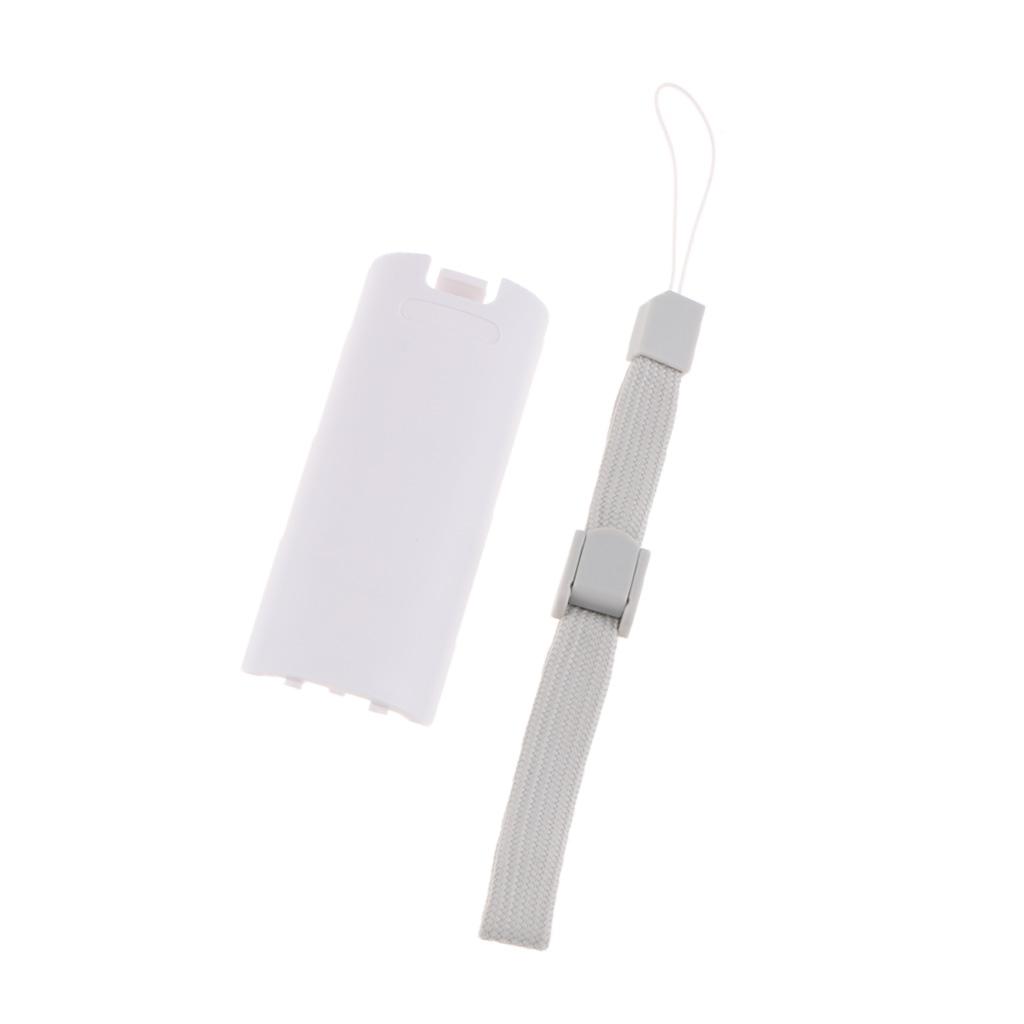 Battery Cover for Wii /Wii U Remote Control Back Door Case Lid + Wrist Strap