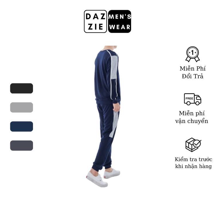 Bộ thể thao nam dài tay DazzieMenwear chất Nỉ Cotton Spandex Mềm, Co dãn kiểu dáng trẻ trung, thời trang