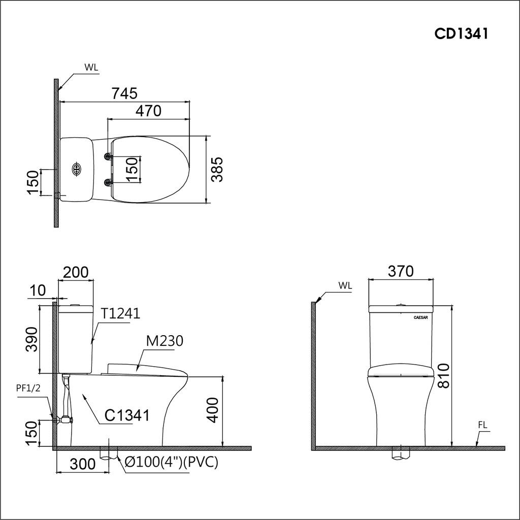 Bàn Cầu Hai Khối Nắp Êm - CD1341