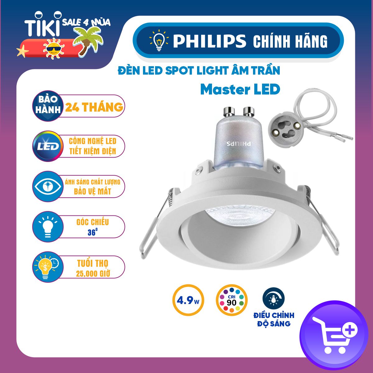 Bộ đèn Spotlight Master LED 4.9W PHILIPS - Thay thế hoàn hảo cho đèn Halogen truyền thống