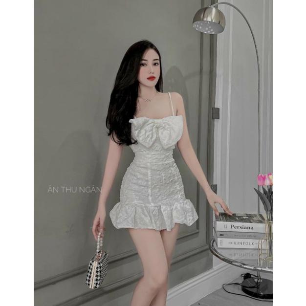 FREE SHIP Đầm 2 dây dự tiệc nơ ngực sexy quyến rũ KIM GIA DS