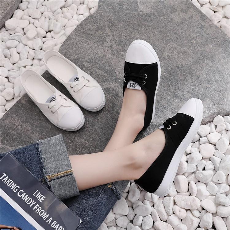 Giày lười nữ vải đế bệt xinh xắn, trẻ trung, slip on nữ