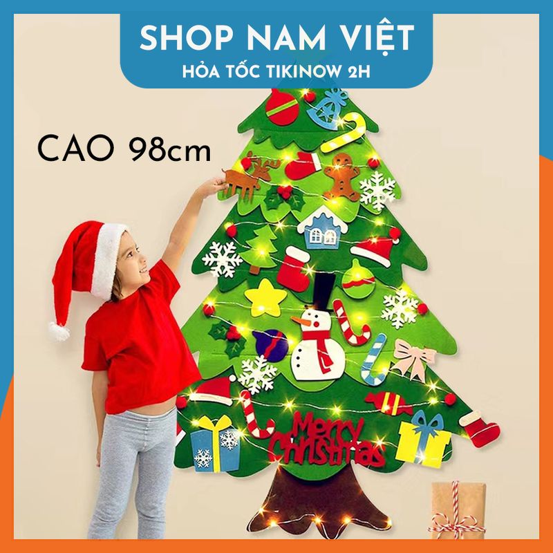 Cây Thông DIY Dán Tường Trang Trí Giáng Sinh (Có Đèn)