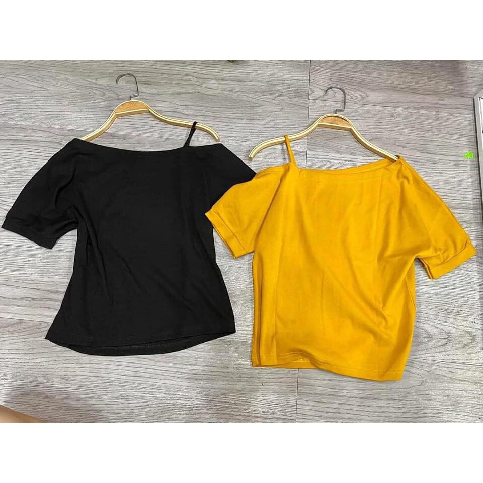 ÁO COTTON LỆCH VAI 3 MÀU SIÊU HÓT