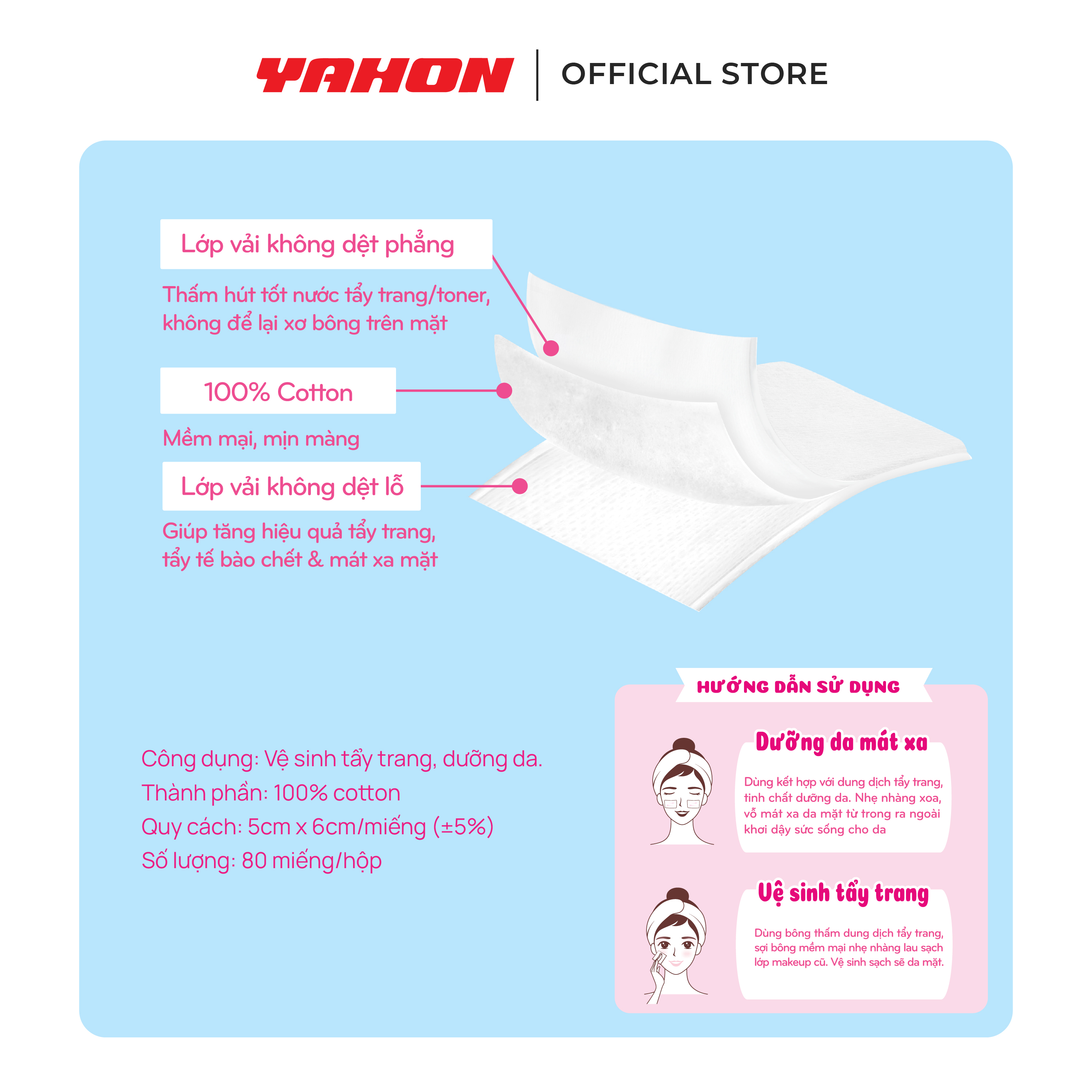 Combo Bông Tẩy Trang Đa Dụng PUFFME 80 Miếng/Hộp