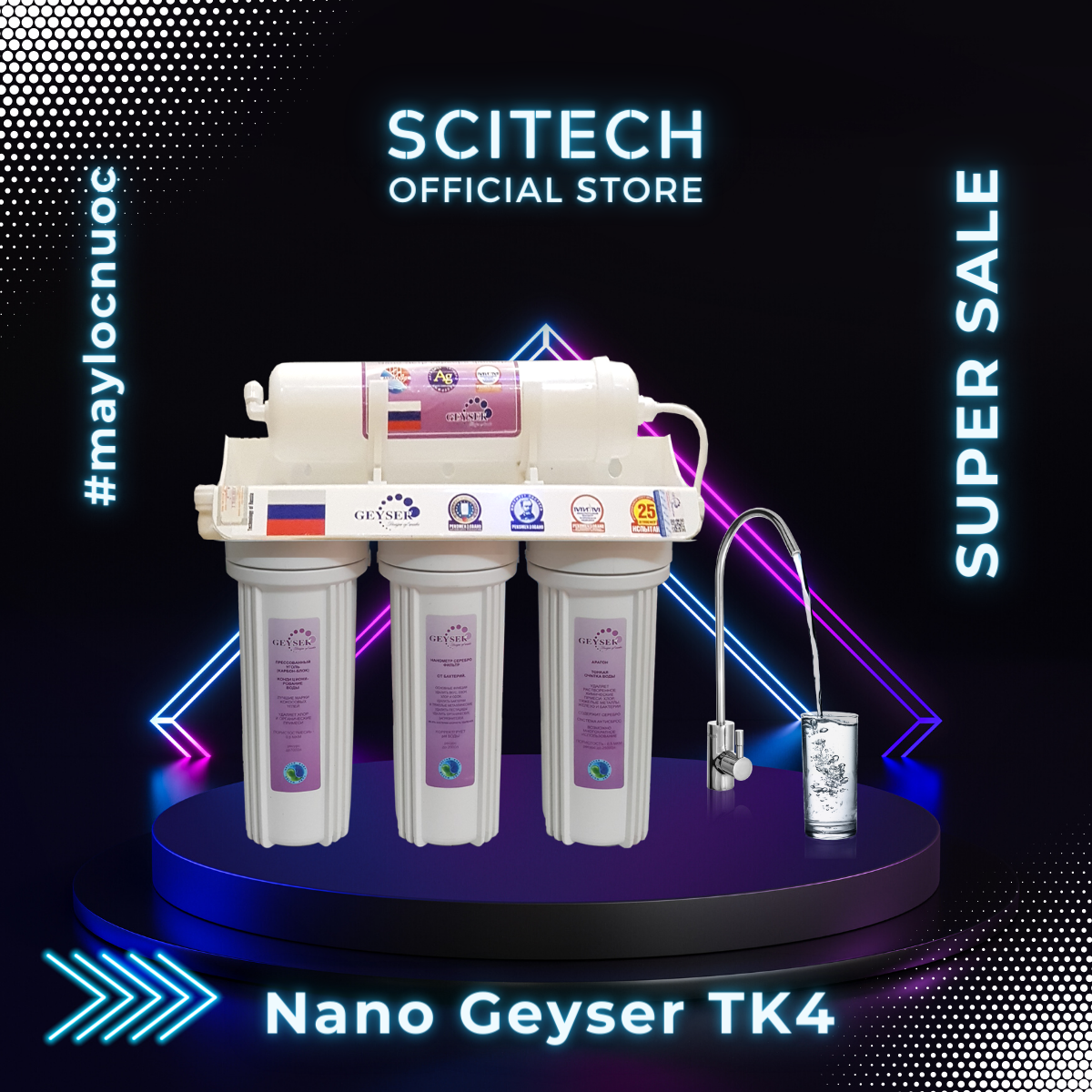 Máy lọc nước Nano TK by Scitech (Không dùng điện, không nước thải, 3 đến 9 cấp lọc) - Hàng chính hãng
