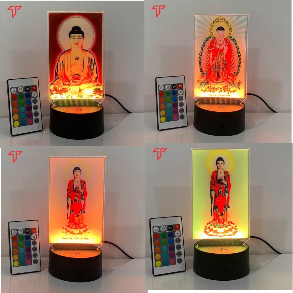Đèn led 3D in hình phật, đèn led mica adida, quan âm, hình thờ, phật trang trí ôtô - xe tải - để bàn
