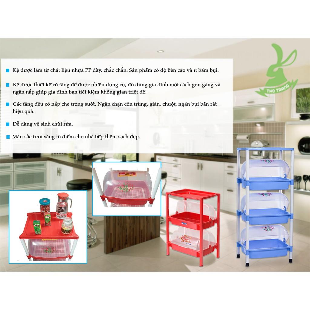 KỆ ÚP CHÉN CÓ NẮP ĐẬY 3 TẦNG NHỰA VIỆT NAM VIỆT NHẬT - KỆ ÚP CHÉN CÓ NẮP ĐẬY CHỐNG BỤI