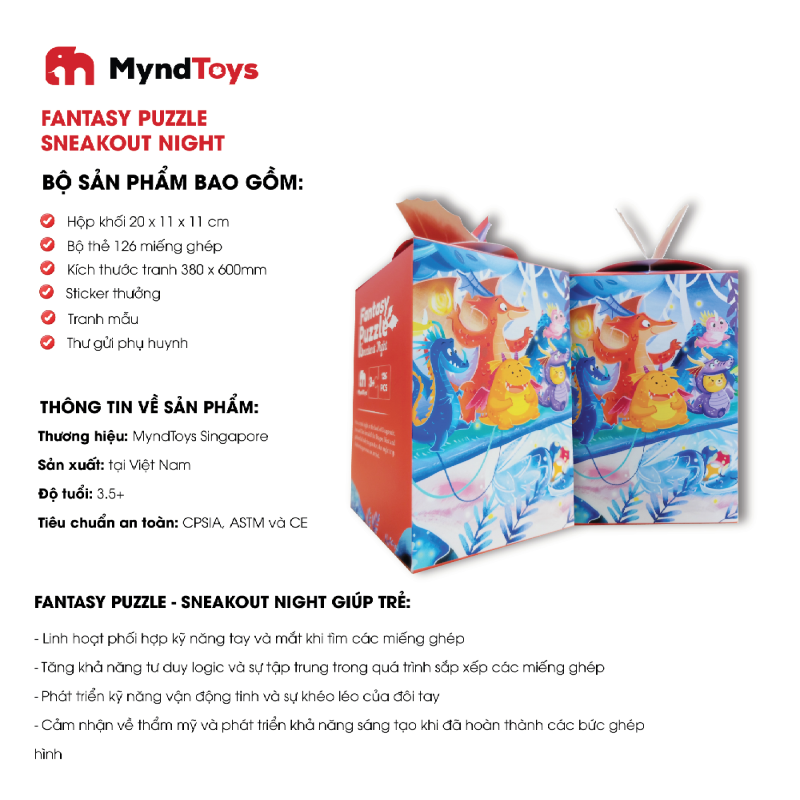 Đồ Chơi Giáo Dục, Bộ Xếp Hình Myndtoys Fantasy Puzzle - Sneakout Nights 126 chi tiết - Dành Cho Bé Trên 4 Tuổi