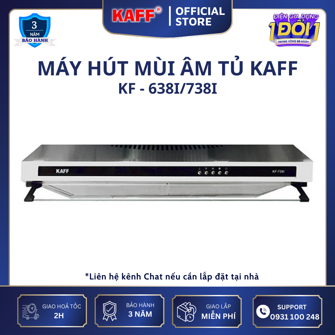 Máy hút mùi cổ điển inox 600mmm KAFF KF-638I - Hàng Chính Hãng