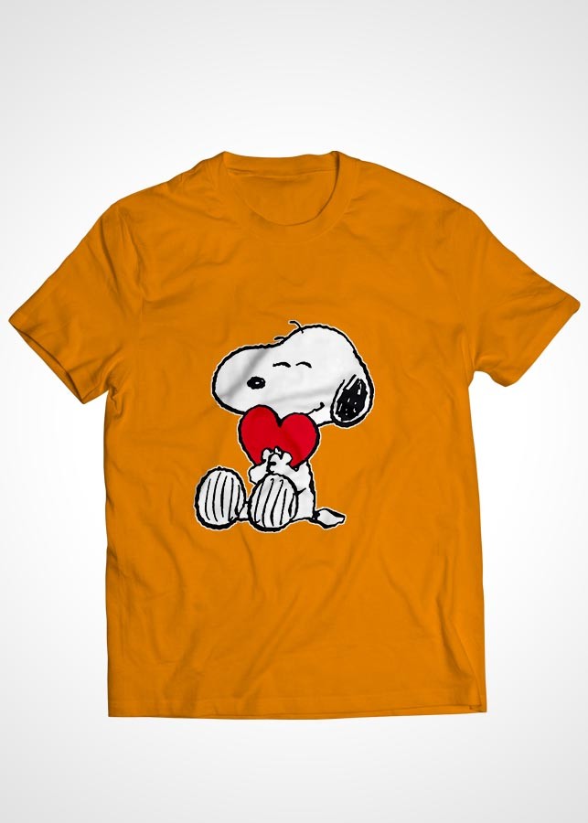 Bộ áo thun Cotton màu cam cặp đôi in hình mẫu 15