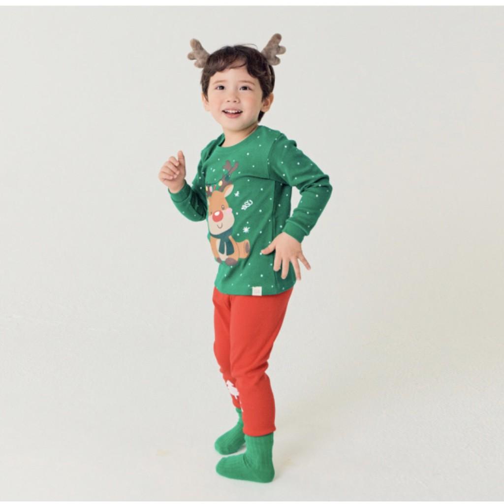 BỘ NOEL TUẦN LỘC XANH LÁ CỦA HÃNG TTASOM NỘI ĐỊA HÀN, CHẤT THUN COTTON ORGANIC