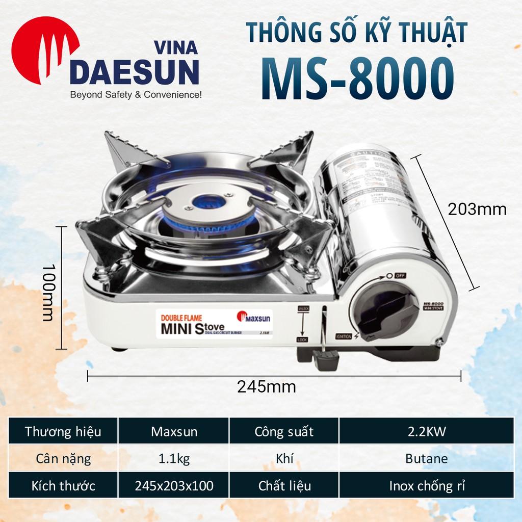 Bộ Bếp Ga Du Lịch Maxsun MS-8000 PLUS - Công Suất 2200W | Chảo Nướng, Kéo, Kẹp Gắp | Hàng Chính Hãng