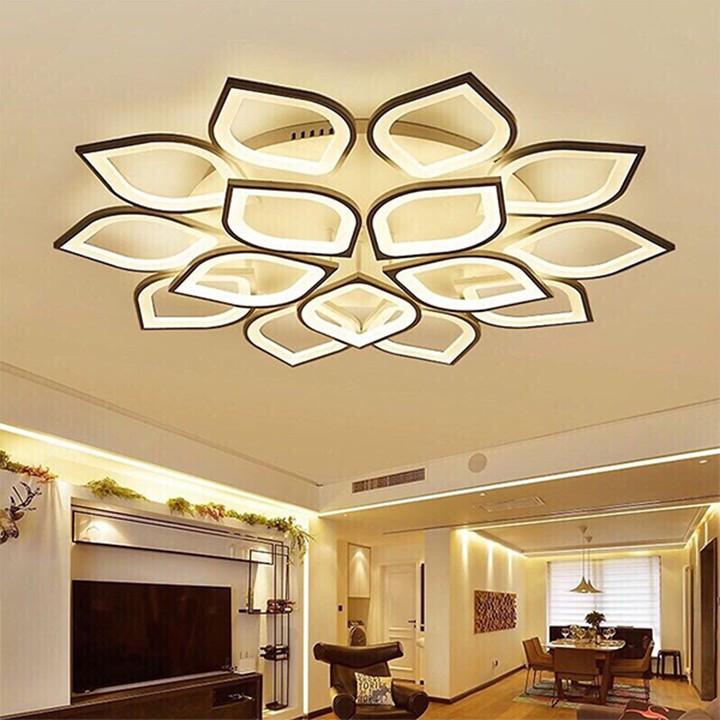 Đèn trần trang trí phòng khách LED 15 cánh sen 3 chế độ màu có điều khiển lighthouse