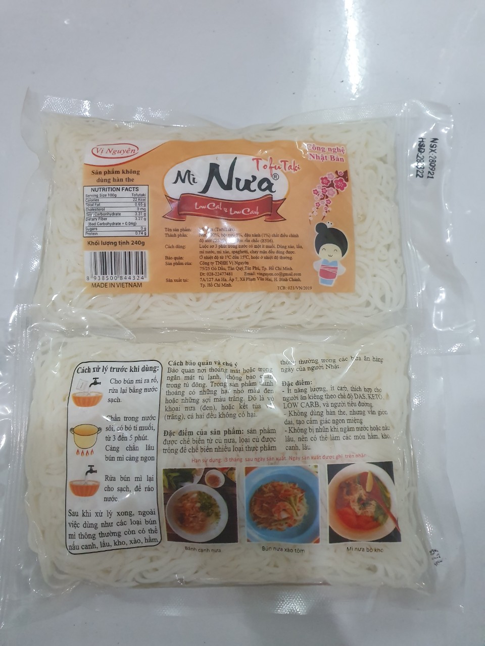 Combo 2 Gói Mì Nưa 3 Gói Cơm Nưa Vị Nguyên 240Gram