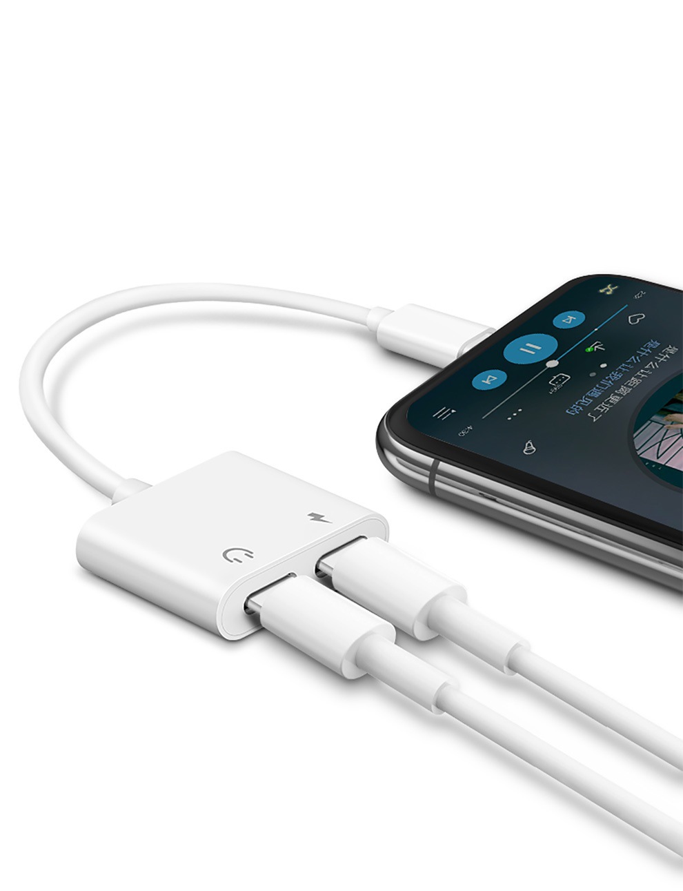 Cáp chuyển đổi tai nghe 2 đầu vừa sạc vừa nghe iphone ipad - jack chuyển đổi tai nghe từ light.ning sang 2 cổng