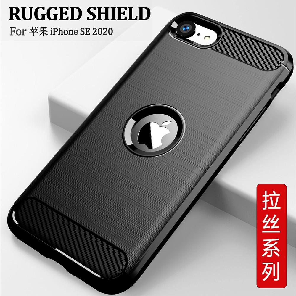 Ốp lưng cho iPhone SE 2020 dẻo Cacbon phay xước chống sốc chống vân tay